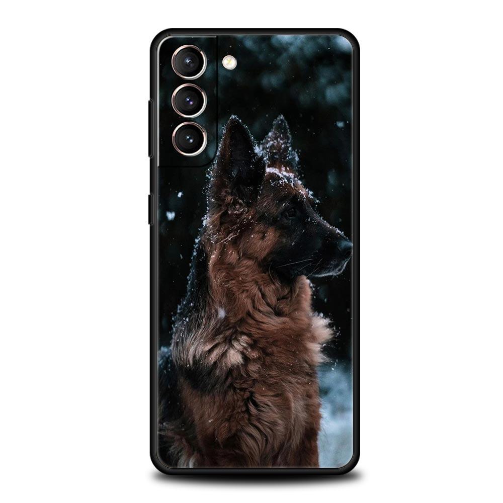 German Shepherd Dog Cartoon Soft Phone Case For Samsung Galaxy S25 Edge S24 Plus S23 FE S22 S21 S20 Ultra 5G S10 Protect Cover