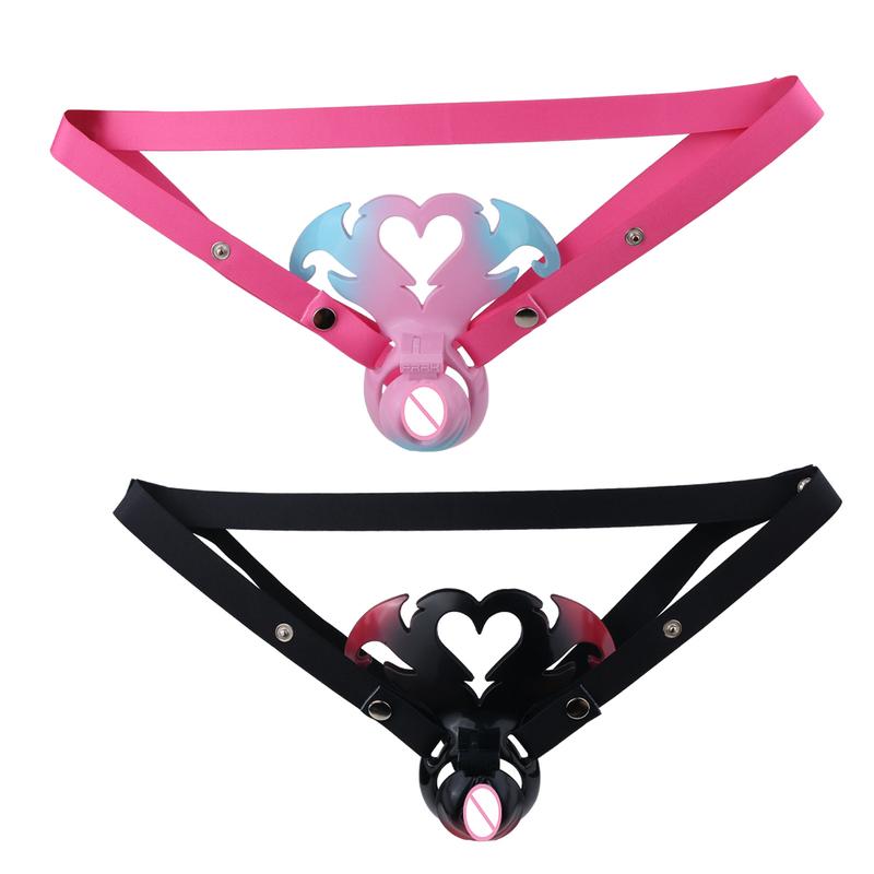 FRKO Real Labia Clitora Sissy Chastity Cage Device Pussy Worship Penis Restraint Lockcock Cage BDSM Male To Female Sex Toys Men