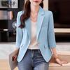 Women Casual Turn Down Collar 3/4 Sleeve Summer Cardigan Blazer