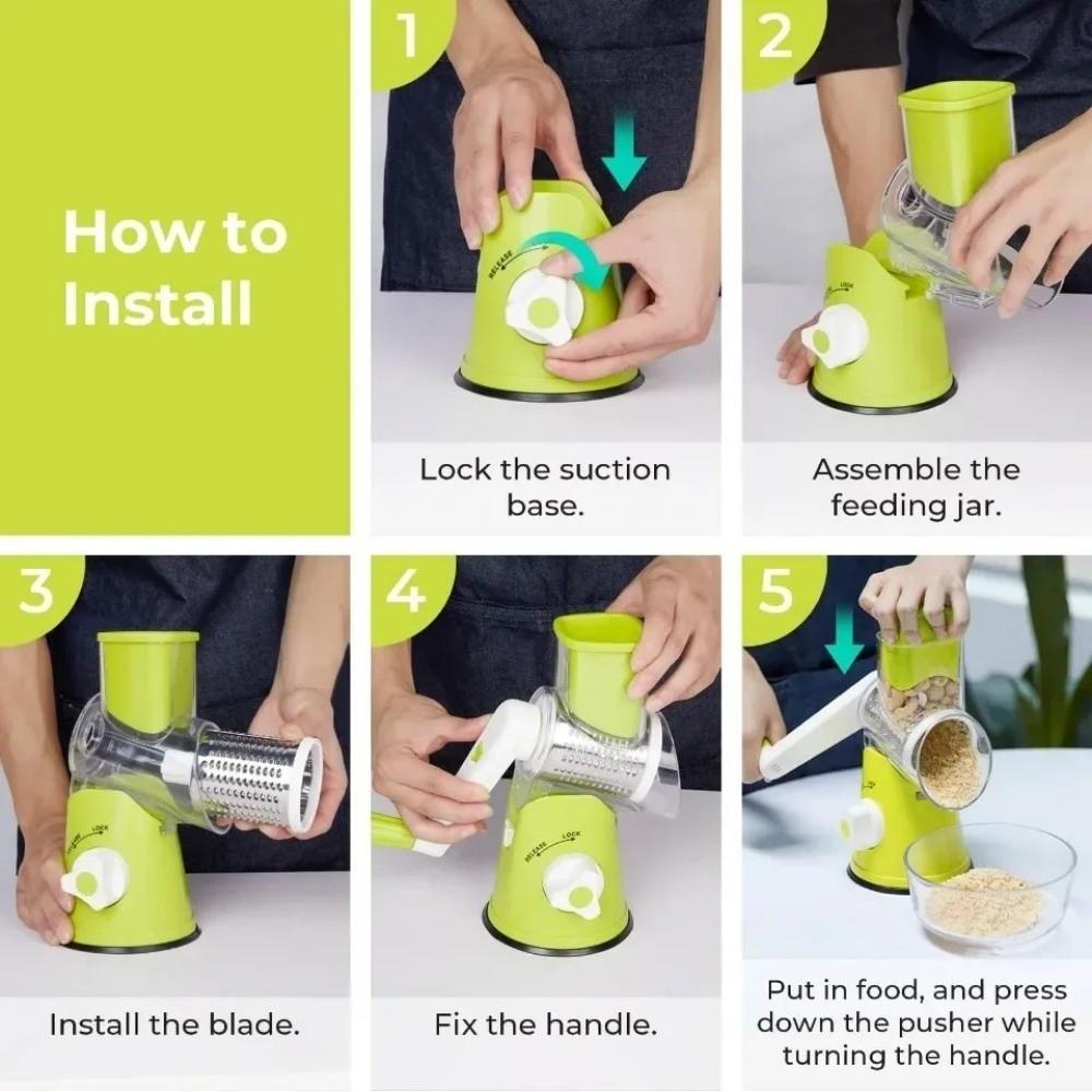 Stainless Steel Manual Rotary Vegetable Slicer Manual Rotary Kitchen Chopper  Home Cooking