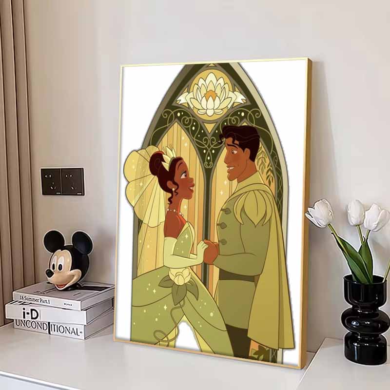 Disney 5D DIY Алмазная живопись, Иллюстрация свадебного окна Тианы и Навина, Вышитая мозаика, Вышивка крестом, Домашний декор, Подарки и поделки