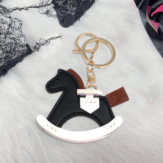 Keychain Imitation Leather Shaking Horse Design Key Chain Pendant Lightweight Key Holder