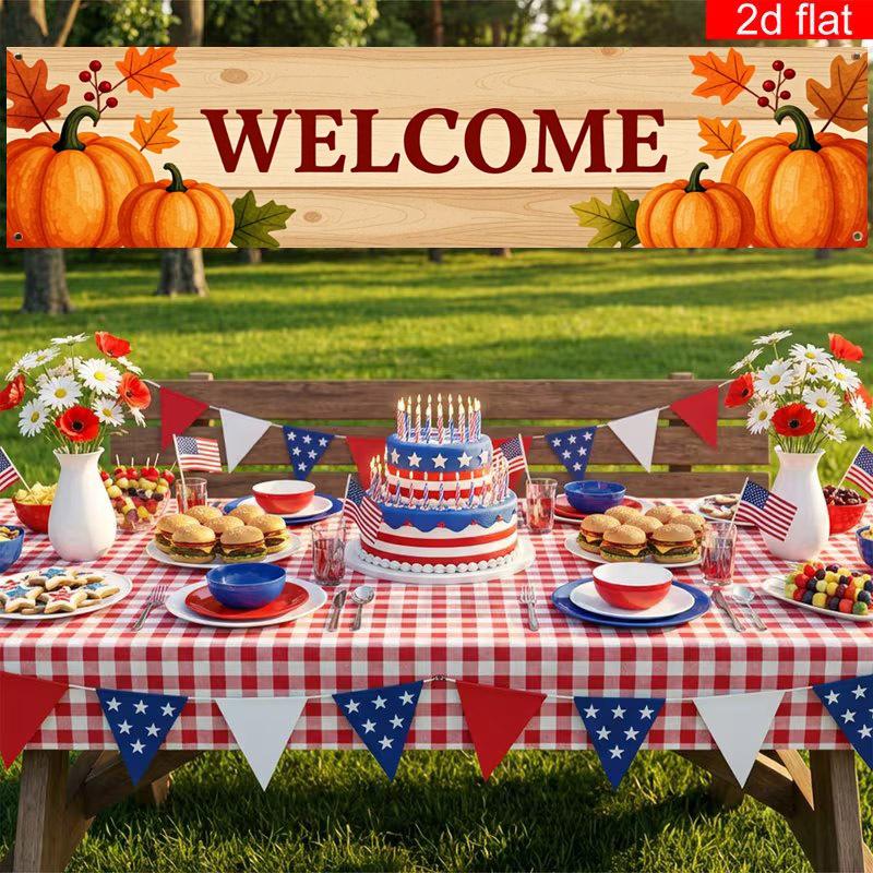 Creepy Pumpkin Halloween Outdoor Banner, Yard Sign for Garden Fence Haunted House