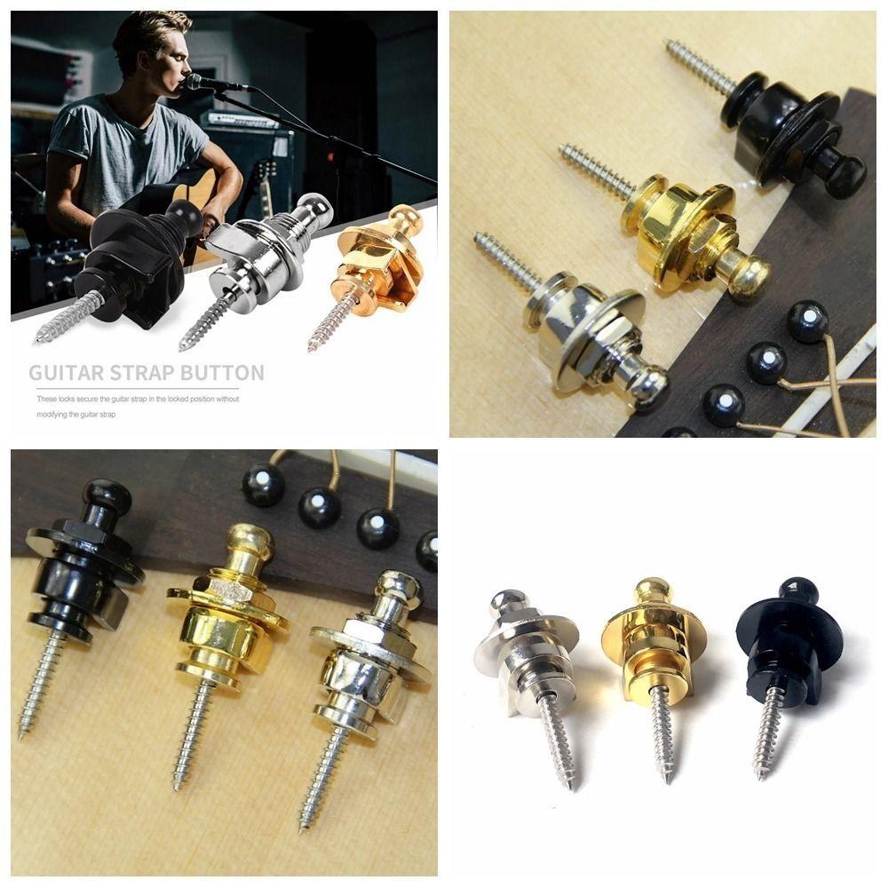 Zinc Zinc Alloy Skidproof Round Head Straplocks Round Head Guitar Strap Button  Guitar Accessories