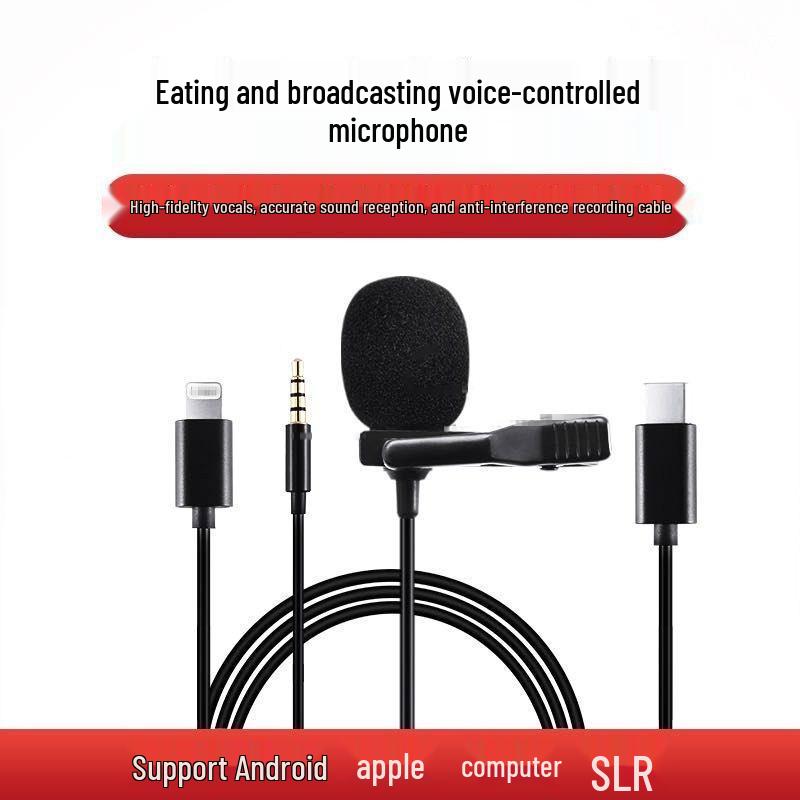 Compact Wired Lavalier Microphone for Streaming, Recording, Interviews, and Noise Cancelling