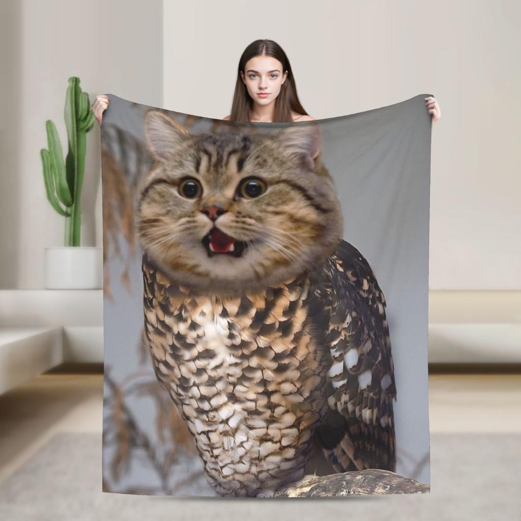 Мягкое одеяло с изображением милой совы Meowl Cat, плюшевое покрывало для путешествий, оригинальное фланелевое покрывало для дивана или кресла.