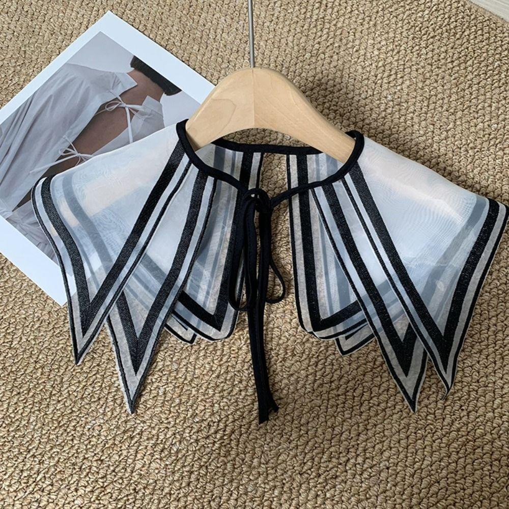 Sweet Hollow Out False Collar Knitted Blouse Shoulders Fake Collar Spring