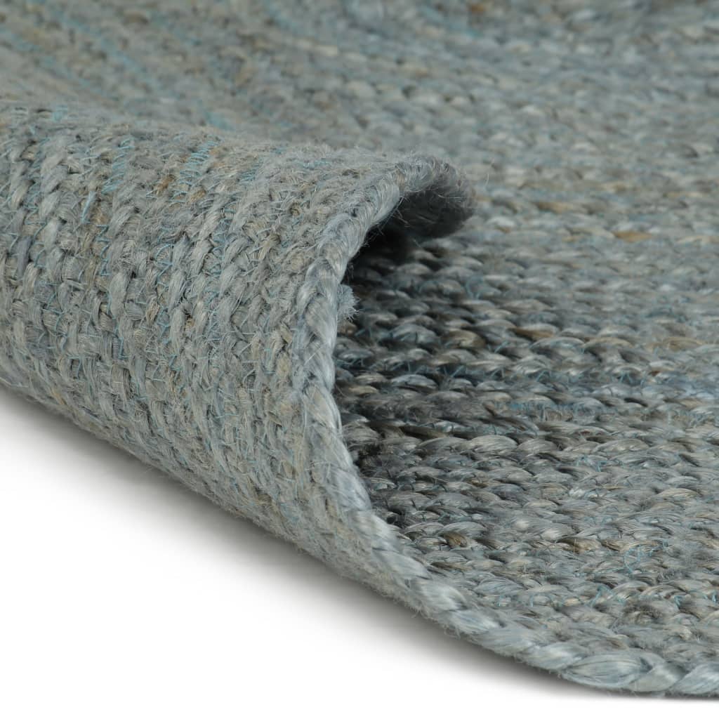 vidaXL Teppich Handgefertigt Jute Rund 150 cm Olivgrün