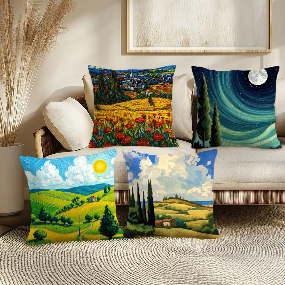 Wheat field cypress Cushion Cover Soft Plush Throw Pillow Cover DoubleSided Printed Cushion Case Cozy Sofa Home Decor