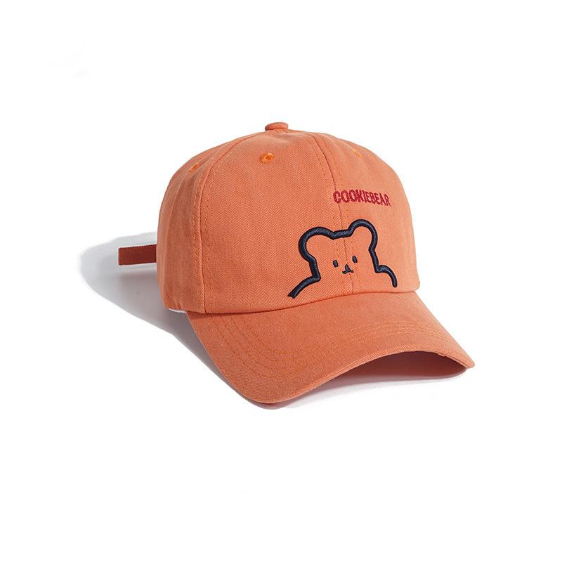 Hat Female Couple Bear Embroidered Alphabet Baseball Cap Beige Cap Female Autumn Casual Shade Sun Protection