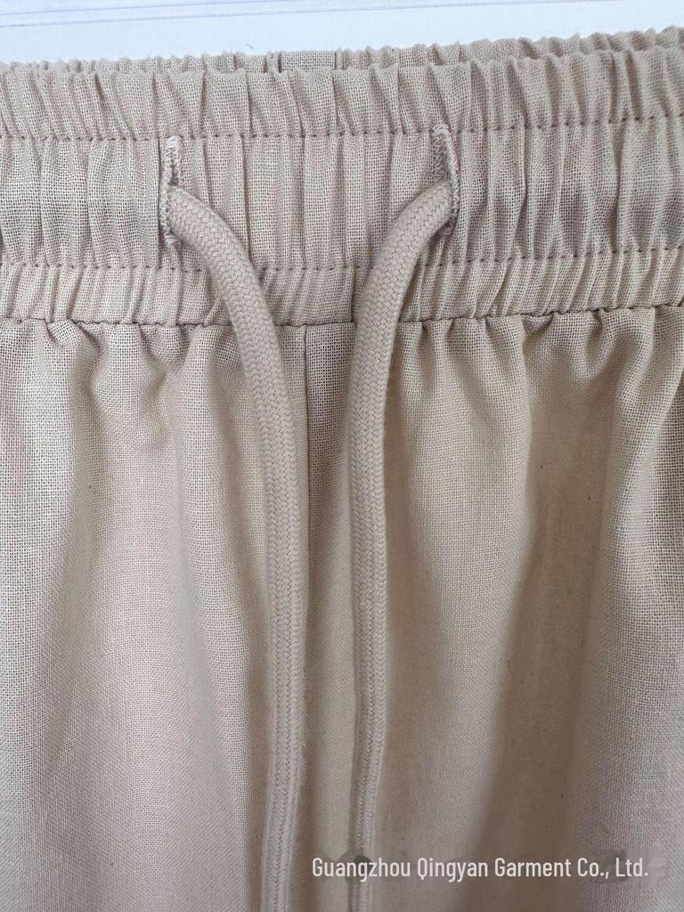 Женские повседневные брюки и шорты из хлопка и льна с эластичными карманами 2024 года