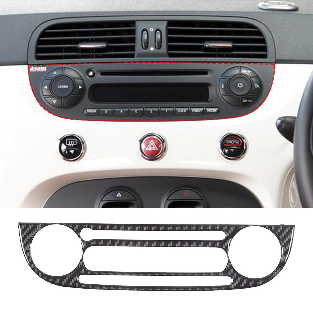Hcilloend Carbon Fiber Center Control Panel Cover for the New Fiat 500 Customizable Interior Accessory Fiber (2011-2019) - (Carbon Look)