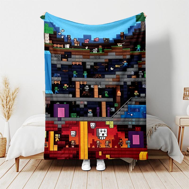 1pc Blanket Minecraft11 Print Design, Lightweight Blanket for Sofa, Bed- Soft &Warm, Gift for All Seasons like Christmas, Halloween