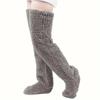 Thick Goose Down Leg Warm Knee Pad Socks Pregnant Women Elderly Cold Leg Teddy Bear High Long Floor Socks Warm Feet