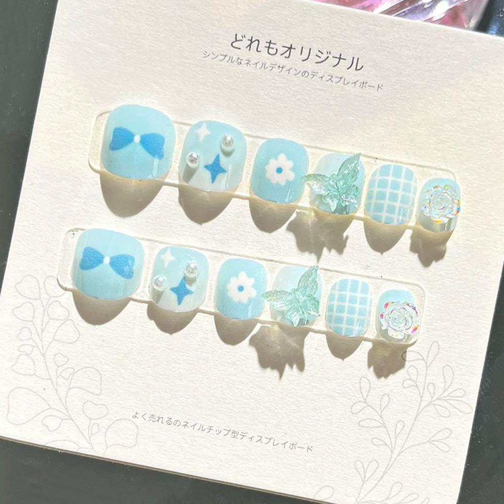 Flower Kids Cartoon Fake Nails Bears Cartoon Nail Accessories Children False Nails Kids Toys