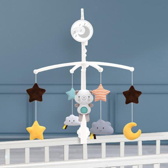 Мобиль для детской кроватки с музыкой и вращающимися игрушками, мягкий плюшевый подвесной
