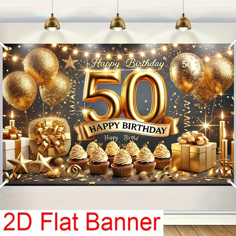 2D flat banner 1 piece 50th birthday party banner specially designed for 50th birthday celebration