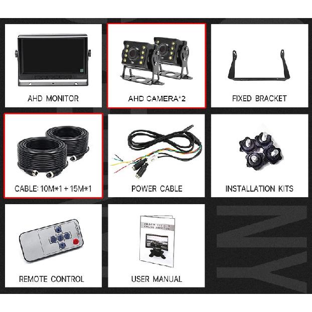 GreenYi 7 inch 1080P Recording DVR AHD IR Car Rear View Camera Truck Vehicle IPS Monitor Sunshade Support SD Card