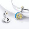 925 Sterling Silver Glowing Stars Moon Sun Rainbow Dangle Charms Beads Bracelet Necklace Jewelry Women