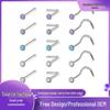 Personalized Opal Nose Stud Piercing, White Stone, 316L Stainless Steel, Straight Rod, Nose Jewelry.