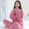 New Jacquard Soft Cotton Fleece Pajamas for Ladies Autumn/Winter Flannel Thickened Homewear Couple Outerwear Set