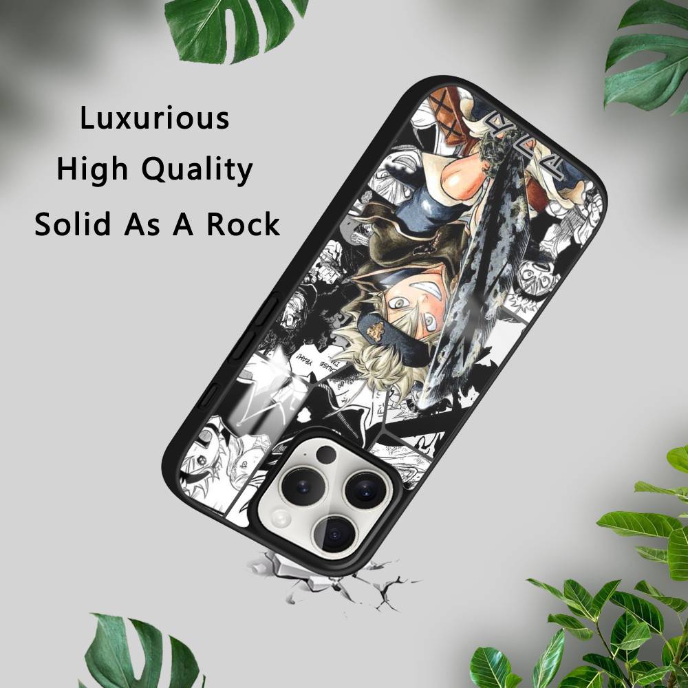 Anime B-Black C-Clover Phone Case For iPhone 16 15 14 13 12 11 Pro Xs Max Mini Plus Celulares Hard Funda