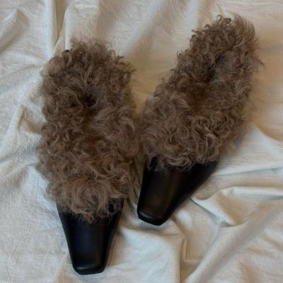 Версия из коровьей кожи~ ретро квадратный носок легкий вырез пушистые туфли бархатные хлопковые туфли женские осенне-зимние на толстом каблуке одинарные туфли