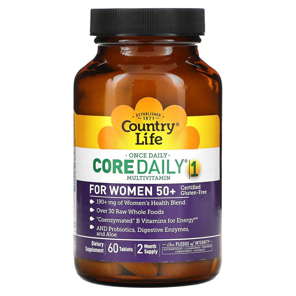 Country Life, Core Daily-1 Мультивитамины для женщин старше 50 лет, 60 таблеток