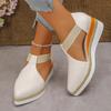 Fashion Women Closed Toe Wedge Sandals Summer Fashion Buckle Strap Solid Color Pointed Toe Elegant Comfortable Sandals for Women