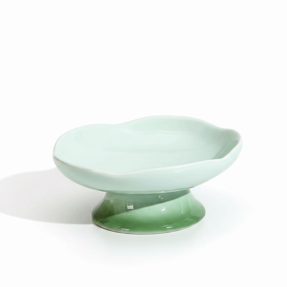 Flower Shape Ceramic Cat Bowl Anti-Tip Tall Footed Pet Food Water Feeders Anti-Slip Oblique Mouth Elevated Cat Bowl