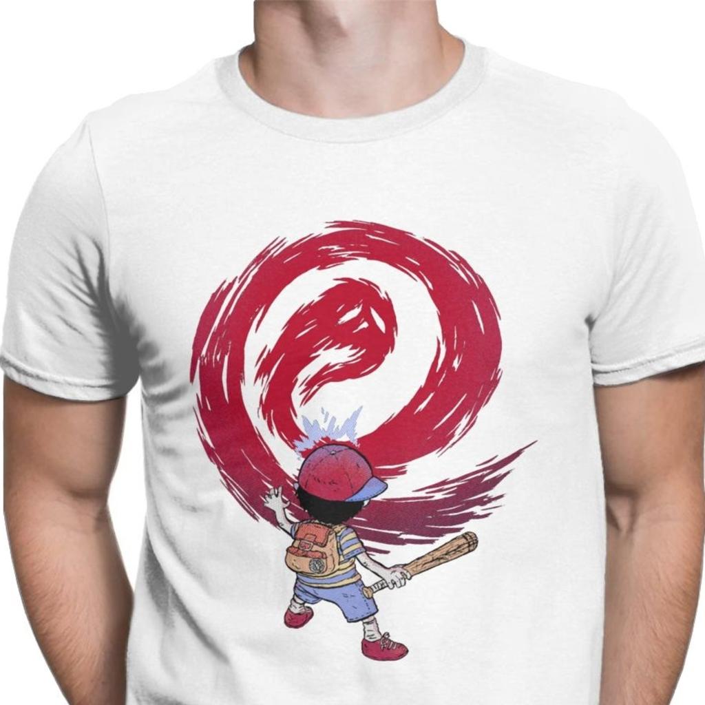 Cosmic Destroyer Earthbound Tops T Shirt for Men Mother RPG Ness Lucas Giygas Video Game T Shirts Pure Cotton Camisas Hombre