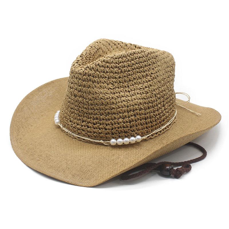 Men and women hollow western cowboy straw hat beach hat outdoor seaside sun hat top hat