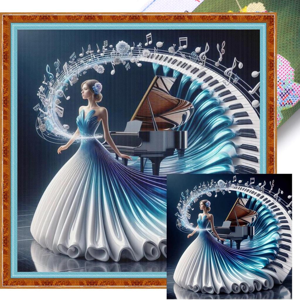 Набор для вышивания крестом с принтом девочки 45x45см Сделай сам 11CT Набор для вышивания Домашний декор