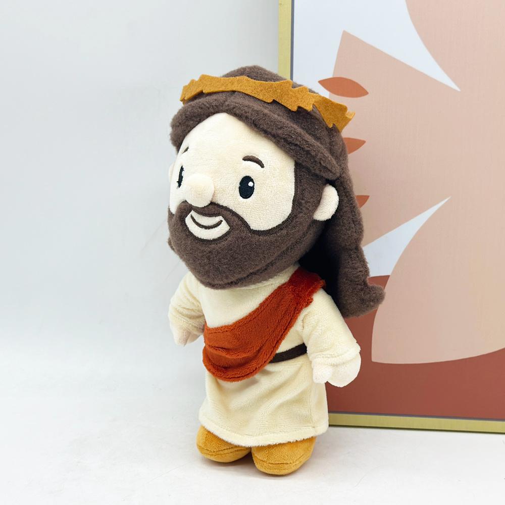 28Cm Adorable Jesus Plush Doll With Friendly Smile And Golden Crown Religious Soft Toy For Sunday School Kids Gift Home Decor