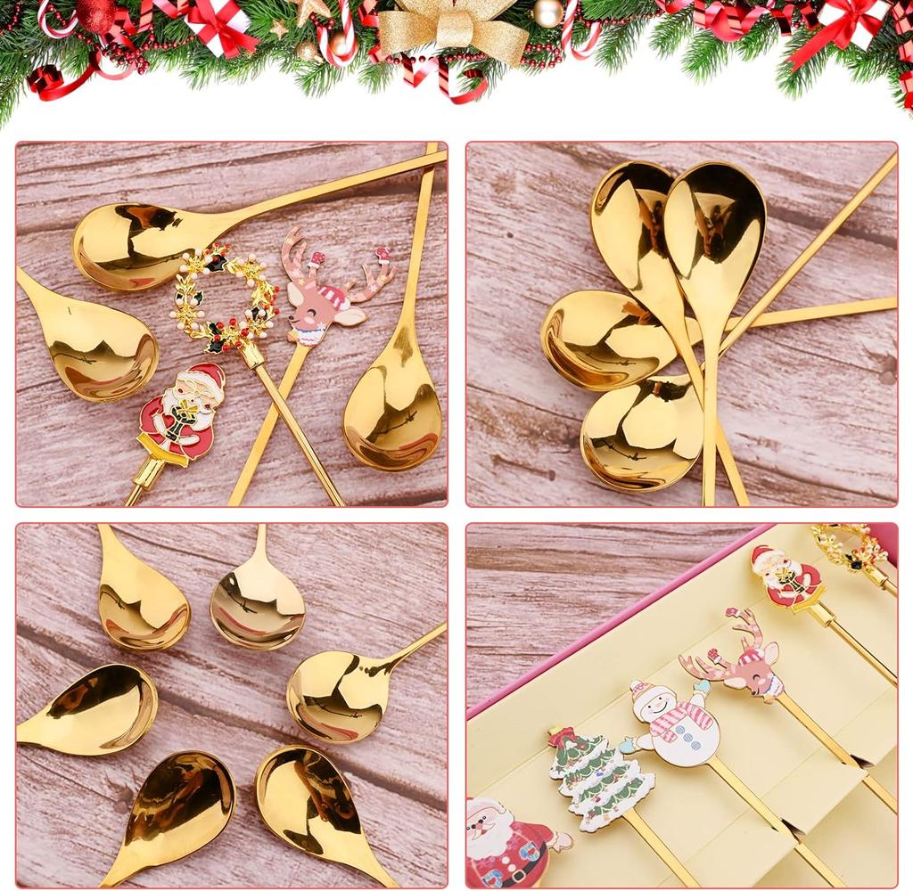 20 шт. Кофейная десертная ложка в виде лося, Санта-Клауса, рождественской елки, снеговика, рождественского украшения кухни, фруктовой вилки, ложки для помешивания