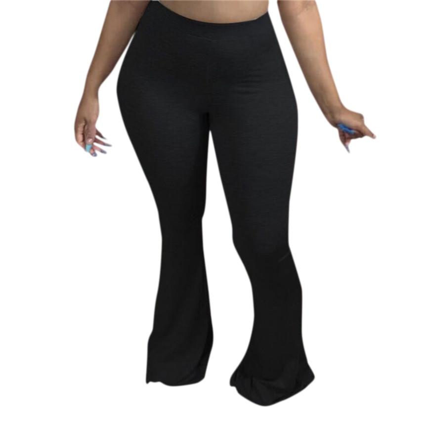 Autumn Women Fashion Sexy Long Pants Casual Slim Fitness Solid Color Skinny Big Flared Trousers
