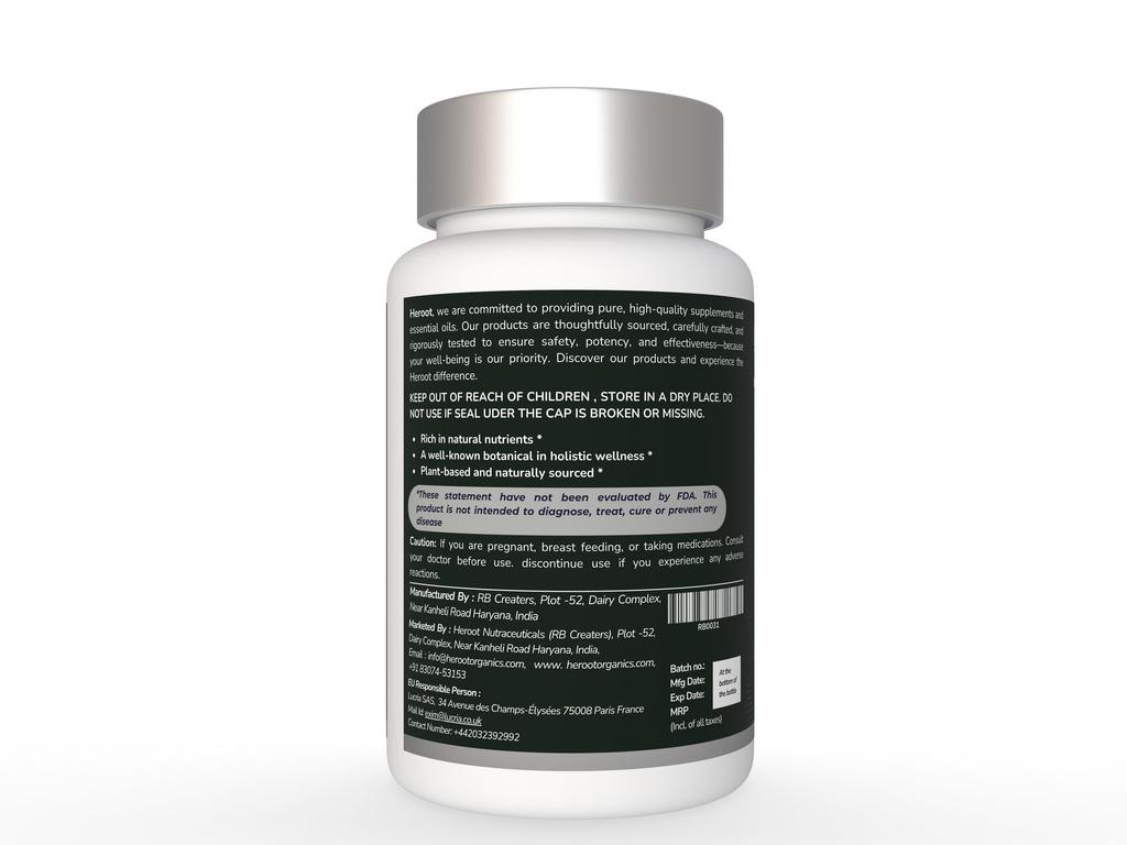 Safed Musli Extract Capsules by Heroot - Extra Strength, Maximum Performance, Increased Libido & Vitality 60Ct.