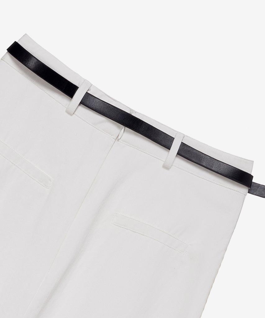 Mind Bridge Woman [W][Belt Included] A-Line Belted White Skirt