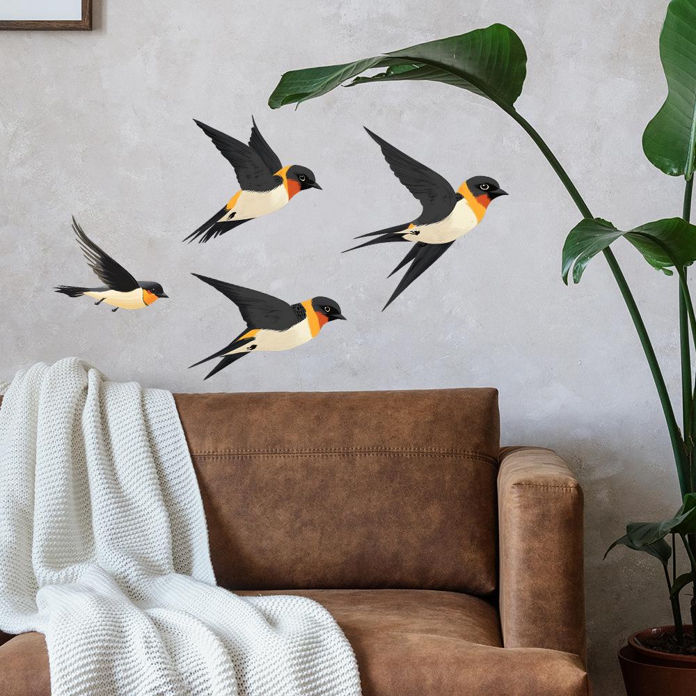 Simple Chinese Style Painted Birds Bedroom Living Room Home Background Beautification Decoration Wall Stickers