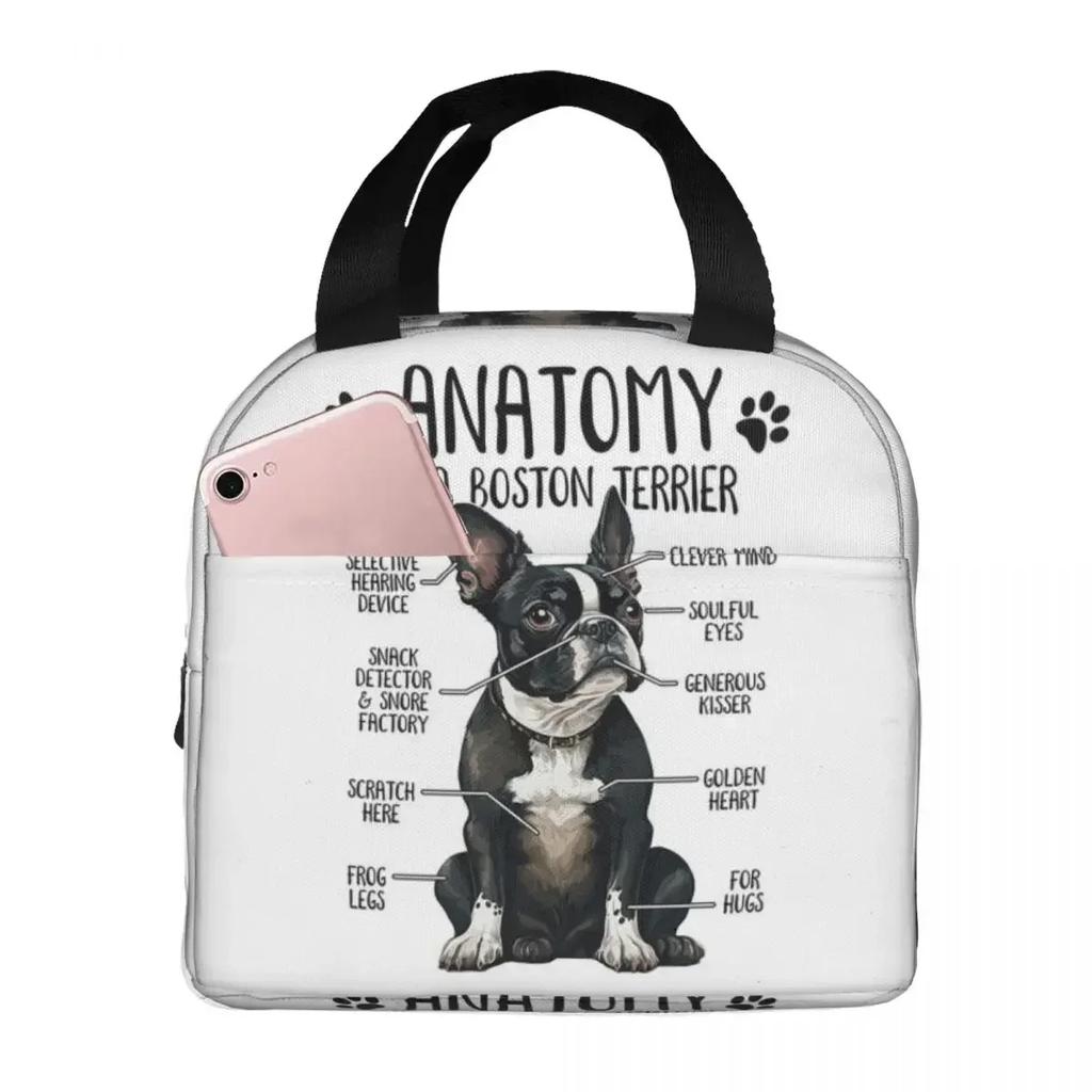 Dog Puppy Love Animal Gift Boston Bull Terrier Insulated Lunch Bag for Women Kids Portable Food Boxes Thermal Lunch Box Tote