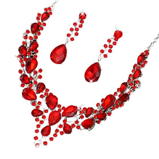 2 шт./набор Женский ювелирный набор Сверкающий дизайн «Капля воды» Свадебное колье и серьги-капли Набор Свадебные украшения Подарок