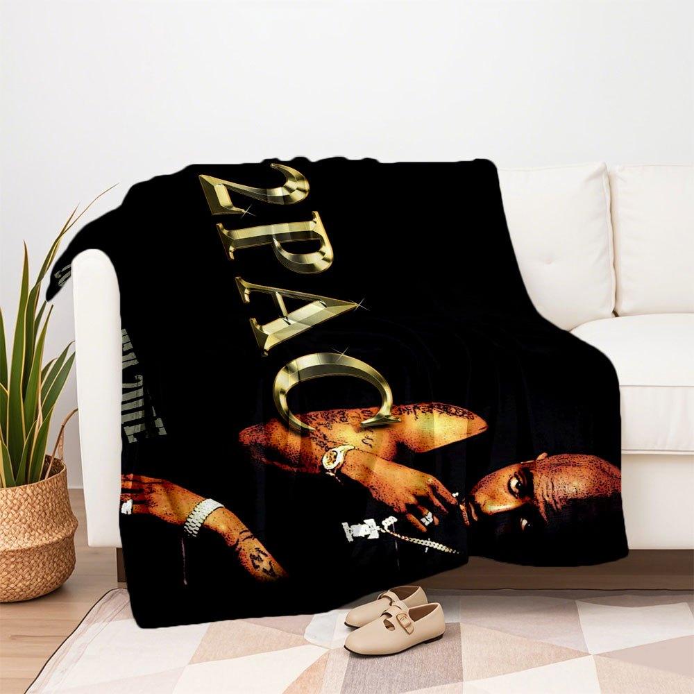 "2PAC Legend Gold Foil Poster Print"Blanket Flannel Throw Blanket for Sofa, Bed, Travel, Camping, Office, Couch, Chair, And Bed Gift for Chr