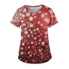 Women's Fashion V-Neck Short Sleeve Workwear With Pocket Christmas Printed Top