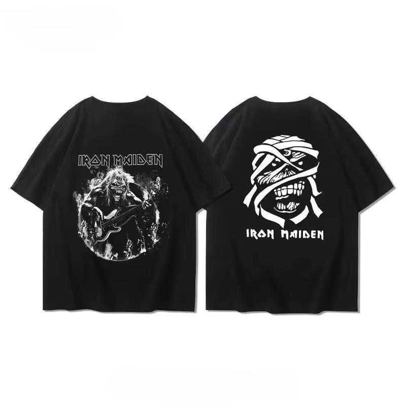 Band Around Short Sleeve T-shirt Male European High Street American Heavy Metal Rock Half Sleeve Ins Y2k Hot Sell New Brand
