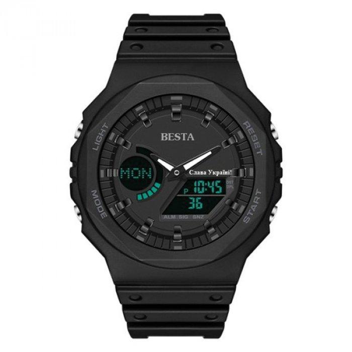 Men's Sports Tactical Watch Besta Jocker Black with Stopwatch and Alarm Clock