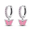 Orstarry 925 Silver Pink Sweet Bow Earrings Women Jewelry Trendy Drop Earrings Party Gift Anniversary