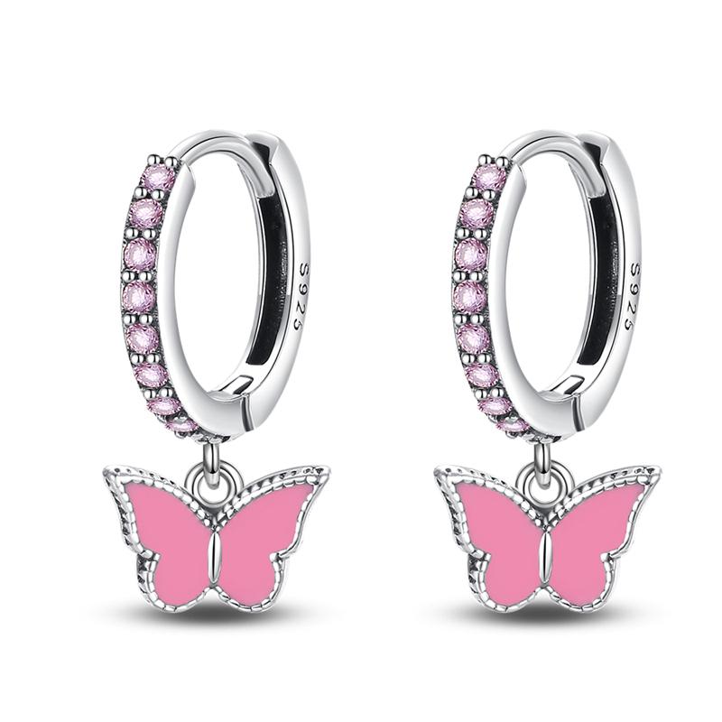 Orstarry 925 Silver Pink Sweet Bow Earrings Women Jewelry Trendy Drop Earrings Party Gift Anniversary