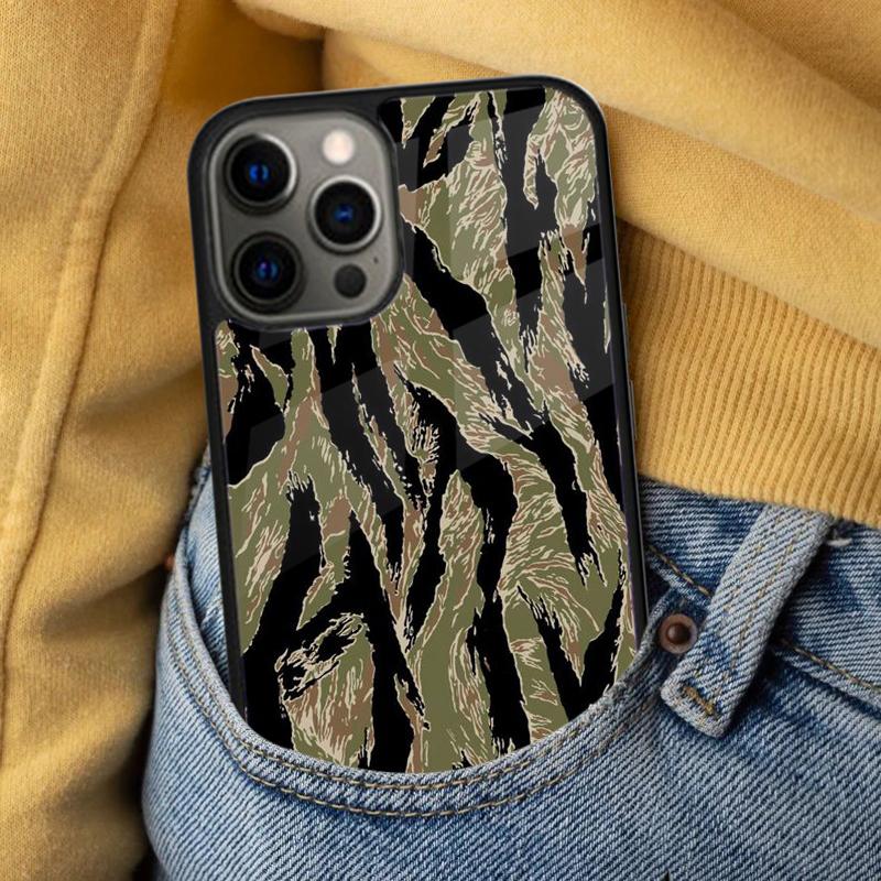 Humor Tiger Stripe Camo Army Magnetic Soft Phone Case for iPhone 16 Promax 15 Pro 13 14 Plus 11 12 Mini MagSafe Coque