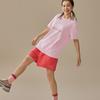 Skechers Вязаная Прохладная и Удобная Мягкая Базовая Универсальная Модная Простая Футболка с Круглым Вырезом и Коротким Рукавом Унисекс Топы Серый Розовый L225U129-01NX