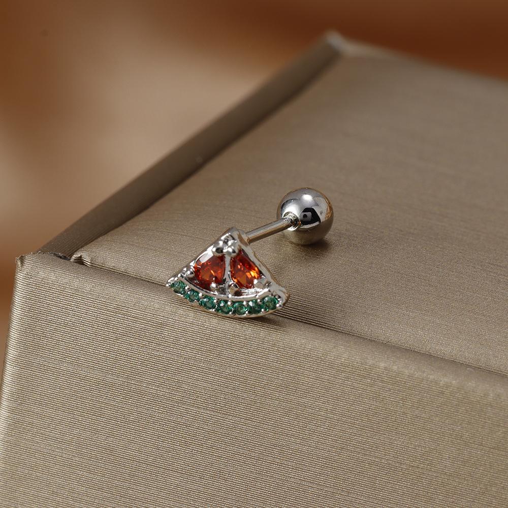 Fashion Stainless Steel Mini Zirconia Stud Earrings For Women Luxury Cute Fruits Helix Tragus Piercing Earrings Party Jewelry